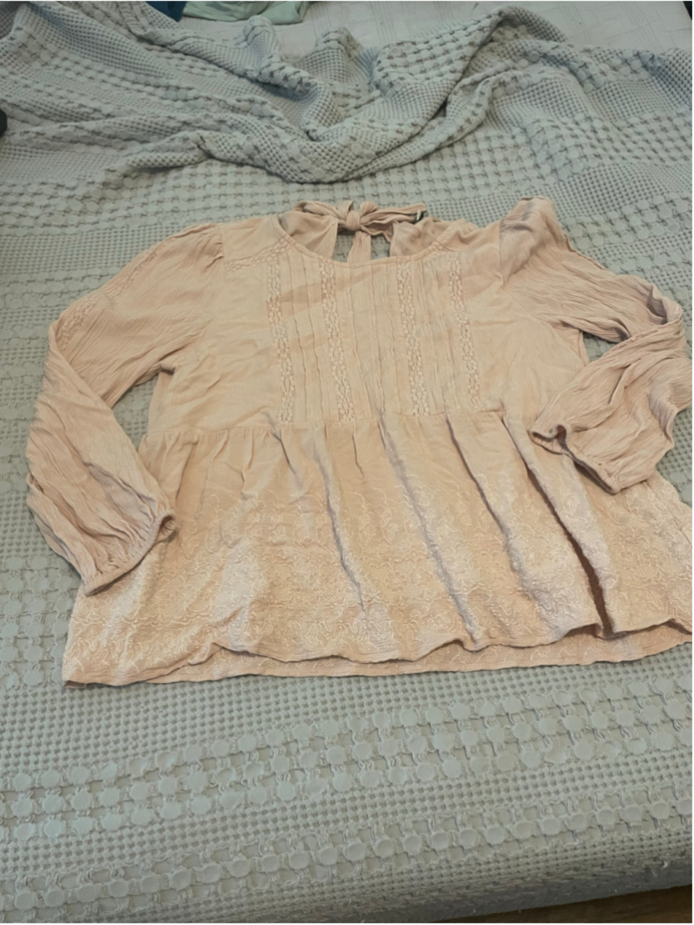 Women's American Eagle Blouse sz L Pink peasant Embroidered Top boho cottagecore